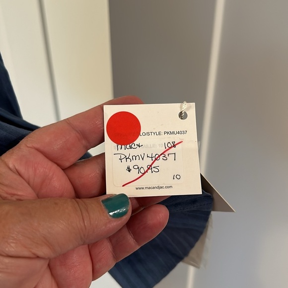 Mac & Jac shirt dress blue academia 3/4 sleeve & pockets NWT pinstriped size 10 - Picture 10 of 15